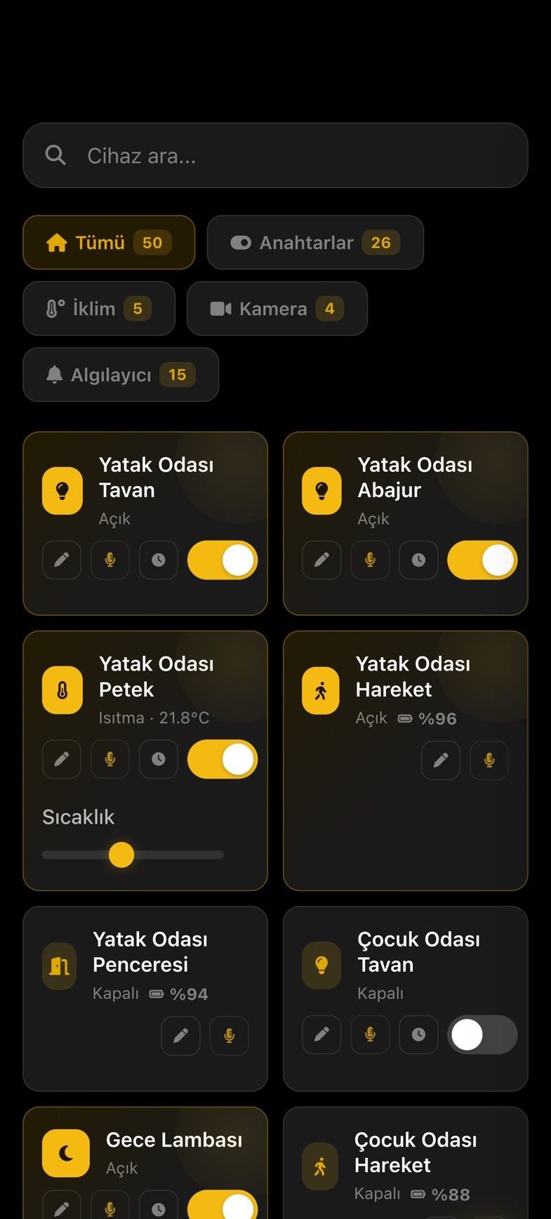 Vois Smart Home uygulama ekranı